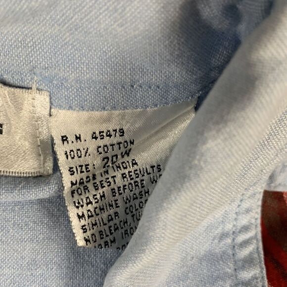 Women’s STUDIO COLLECTION WOMAN size 20W COTTON plaid button down - Picture 5 of 5